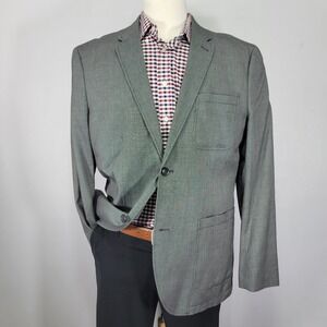Perry Ellis Men's Sport Coat Blazer Two Button Birds Eye Gray Cotton Size 44R